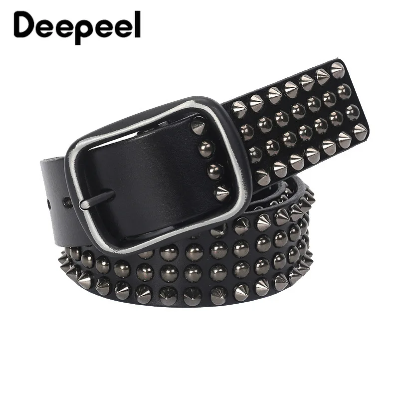 Deepeel 1 шт., 3,8 см* 110-125 см, Harajuku, первый слой, Воловья кожа, ремень для мужчин, Ретро стиль, пряжка, заклепки, украшение, дизайнерский кожаный ремень
