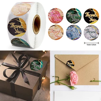 

500pcs 1 Inch Creatvice Marble Texture Thank You Sealing Sticker for Baking Gift Box/ Bag Label DIY Decoration Stickers