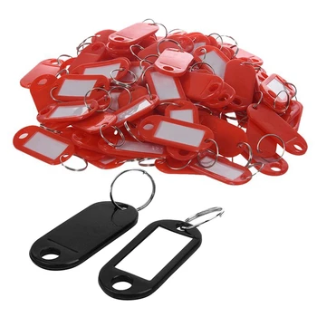 

200 Pcs Key Ring Tags, 100 Pcs Black & 100 Pcs Red