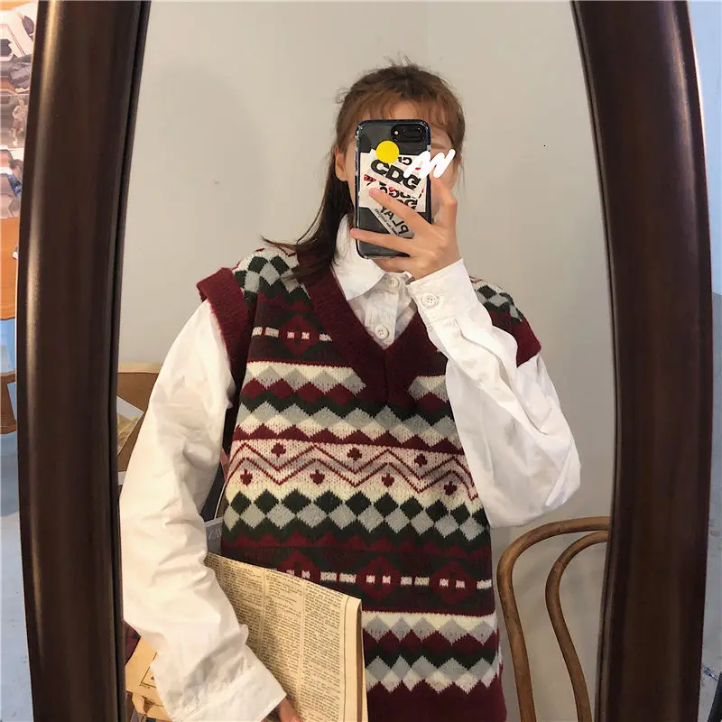 

2020 Autumn Men's New National Style Decor Knitted Cardigan Personalized Retro Loose Coat Vest Sweater Size M-2XL