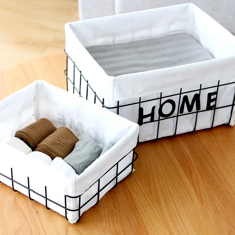 Настольная корзина для хранения из кованого железа в скандинавском стиле дома