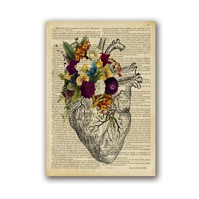 Цветочный Человек сердце стены искусства холст картины старинные плакатный принт Анатомия медицина подарки доктора офисная клиника Декор - Цвет: PH5895