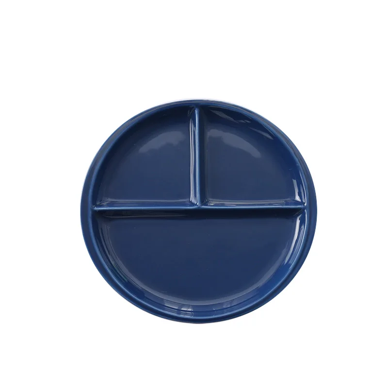 round D blue Перепелиные 10 дюймовые разделенные тарелки, Керамические поддоны, без бисфенола, штабелируемые, можно мыть в посудомоечной машине(синий - Цвет: round D blue