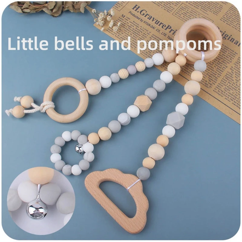 3/4 Pcs Baby Gym Frame Beech Wood Ring Baby Fitness Rack Pendants Silicone Beads Teether Newborn Stroller Rattle Play Gym Toys baby play gym toys