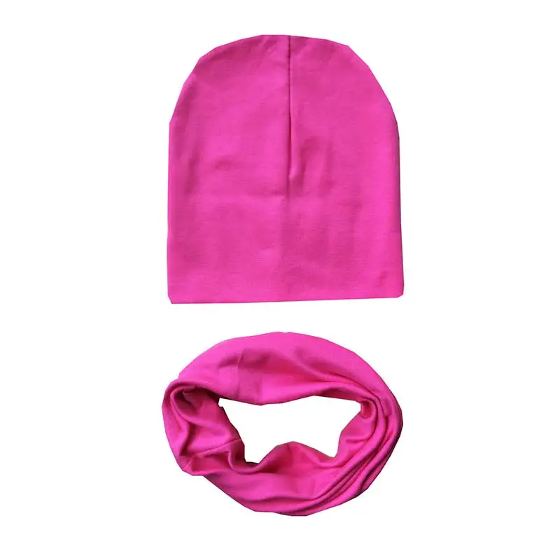 Распродажа; 1 комплект; осенне-зимний детский шарф; шапка для девочек и мальчиков; хлопковая шапочка; вязаная шапка для малышей; детский вязаный снуд - Цвет: Rose red