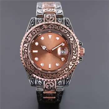 

Top Brand Men's 44mm Men's Watch, Fashion Designer Watch, Black Dial Calendar, Gold Bracelet, Folding Clasp, Gift for Men