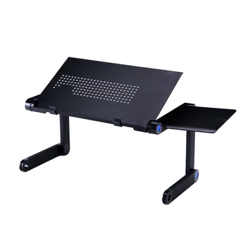 

Adjustable Laptop Stand Portable Folding Computer Desk with Side Mount Mouse Pad (Black)