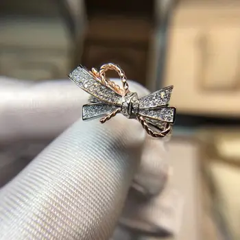 

with the same red and white sweet cute bow color separation rose gold personality wild female models diamond rings for women