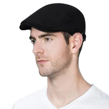 2019 nuevo hombre boinas de algodón Vintage británico gorras planas Gatsby masculino sólido gris negro primavera Otoño Invierno ajustable sombreros de conductor