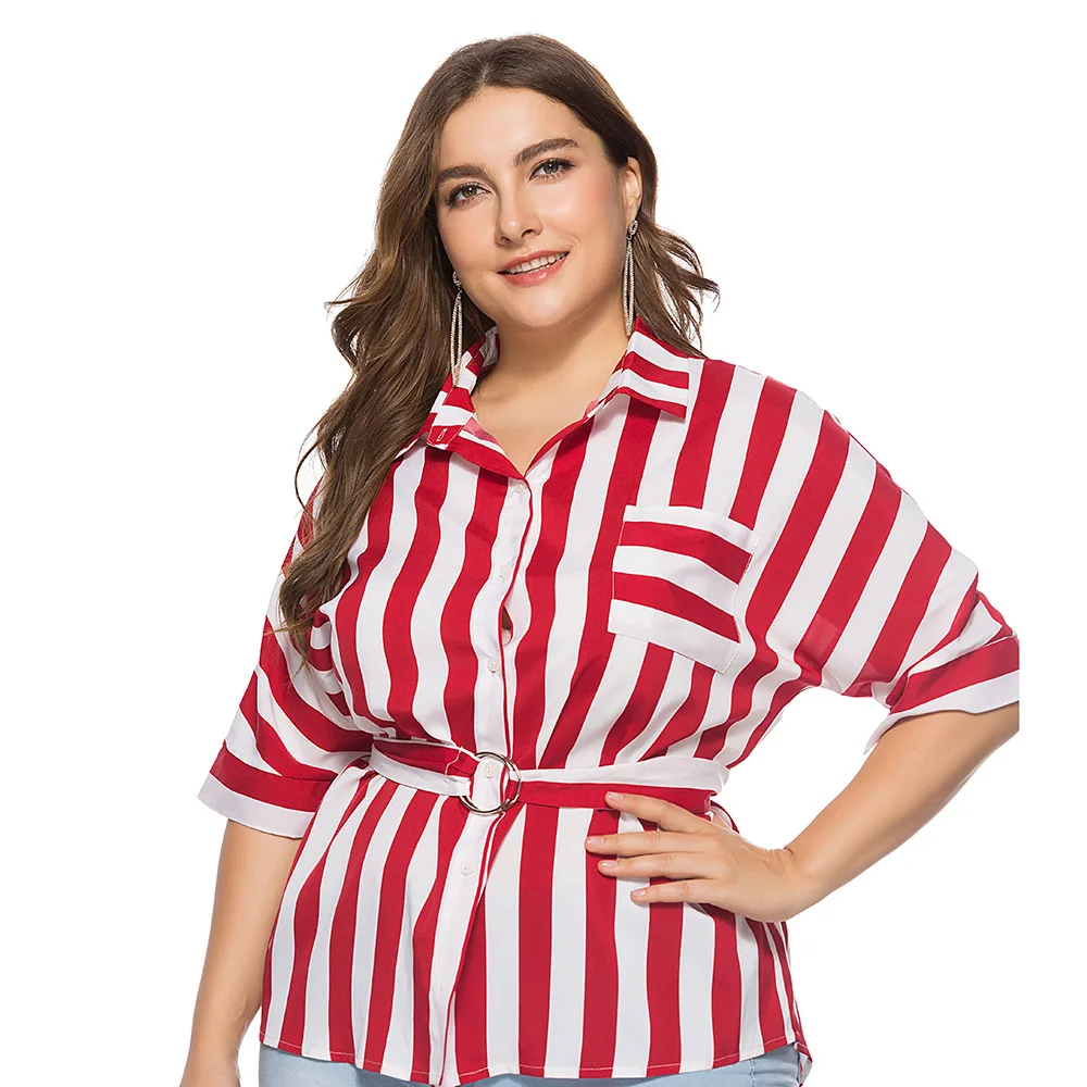 

Plus Size Striped Short Sleeve Shirt Womens Tops Blouses Blusas Camisa Roupas Roupa Feminina Blusa Camisetas Mujer Chemise Femme