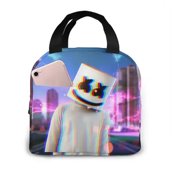 

Marshmello Waterproof Portable Insulated Lunch Bag, Washable And Reusable, Suitable For Outdoor Travel Picnic School Office