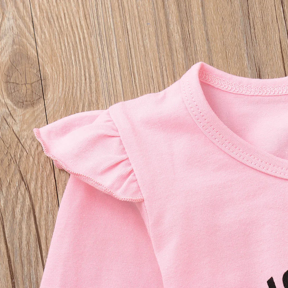 MUQGEW For Newborn Clothes Toddler Infant Baby Girls Boys Clothes Letter Print Tops Geometric Pants Outfits Set roupa infantil