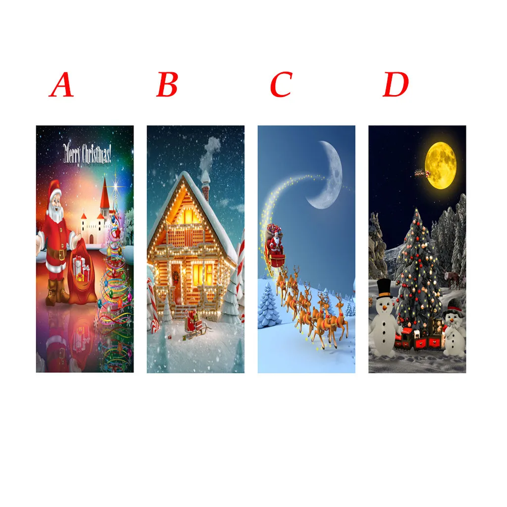 4 Door sticker Christmas decorations for home DIY self-adhesive rubber wallpaper waterproof 3D Living Room Door Wall Decoration