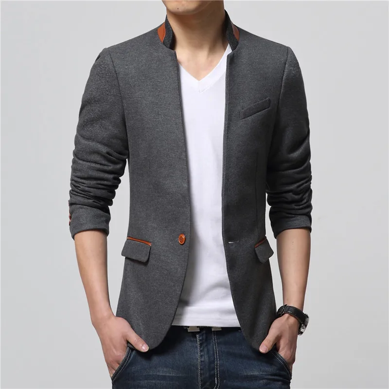 

New Style Leisure Suit Men's Slim Fit Business Stand Collar Coat Youth Korean-style Single West Men Small Suit