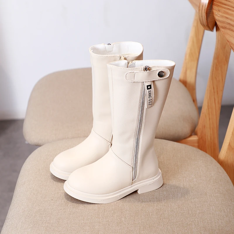 SX268Beige Детские ботинки; сезон осень-зима детская обувь модные сапоги до колена для девочек детская черная нескользящая обувь для студентов; повседневные ботинки; SX268 - Цвет: SX268Beige