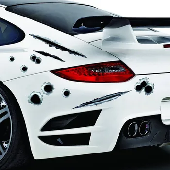 

CARPRIE Simulation Scratch Cracking Car Sticker Personality Cool Bullet Marks Decals Vinyl Mural Waterproof Special Stickers