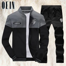 

OEIN Autumn Men 2 Piece Sets Patchwork Tracksuits Sportswear Mens Zipper Jacket + Pant Tracksuit Male Sweatshirt Casual Suit Set