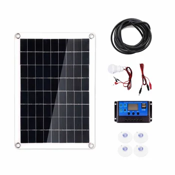 

120W Solar Panel USB 18V Monocrystalline Cell +10A Solar Charger Controller For Battery Cell Phone Charger with Battery Clip