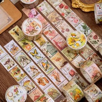 

Vintage plant stamp Series Bullet Journal Washi Tape mushroom Decorative Adhesive Tape DIY Scrapbooking Sticker Label