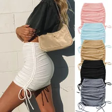 ins woman skirts harajuku 2021 spring autumn period ladies knitting thread side draw string elastic sexy skirts womens
