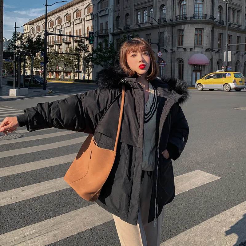 

Mid-length Cotton-padded Clothes Women's 2019 Winter New Style WOMEN'S Cotton Padded Clothing Korean-style Loose-Fit Slimming Ho