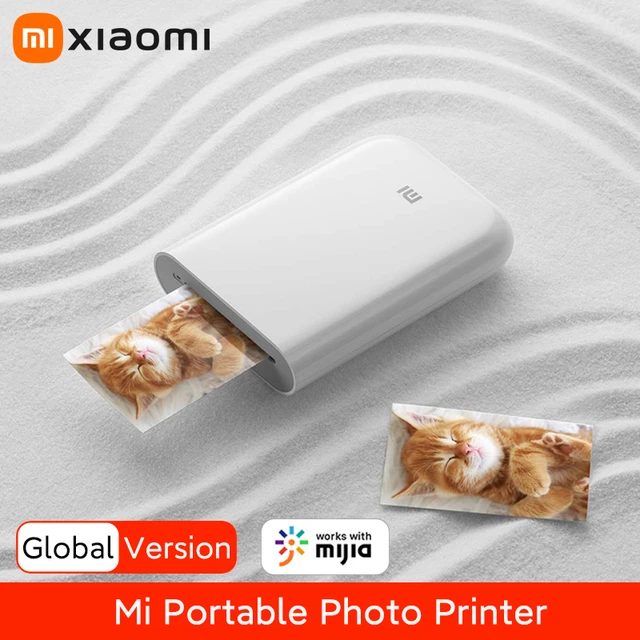 Xiaomi-Mini impresora fotográfica portátil Mi versión Global, papel  autoadhesivo de 300 DPI, inalámbrica, BT, Color térmico - AliExpress