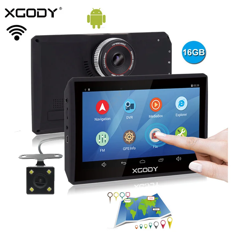 

Xgody Navigator 7 Inch Android Car Gps 512+16gb Rear Camera With Video Recorder Dash Cam DVR Russia Navitel 2017 Eu/Au Free Map