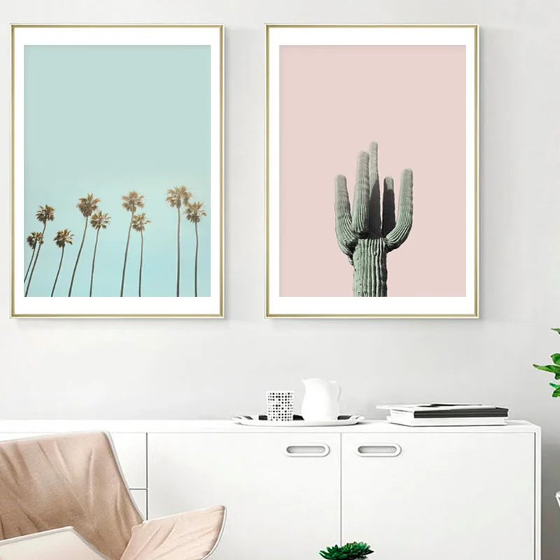 Минималистичная Картина на холсте кактусы Пальма настенные картины для гостиной