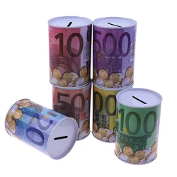 Tirelire créative en fer blanc, 1 pièce, pot de peinture en Euro, pour économiser de l'argent, décoration de la maison 