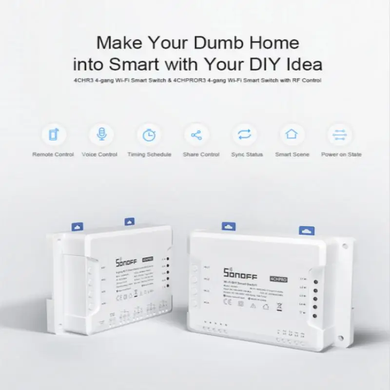 Смарт-переключатель Sonoff 4CH PRO R3 4 Gang 433 МГц RF блокировка самоблокировка ввод 3