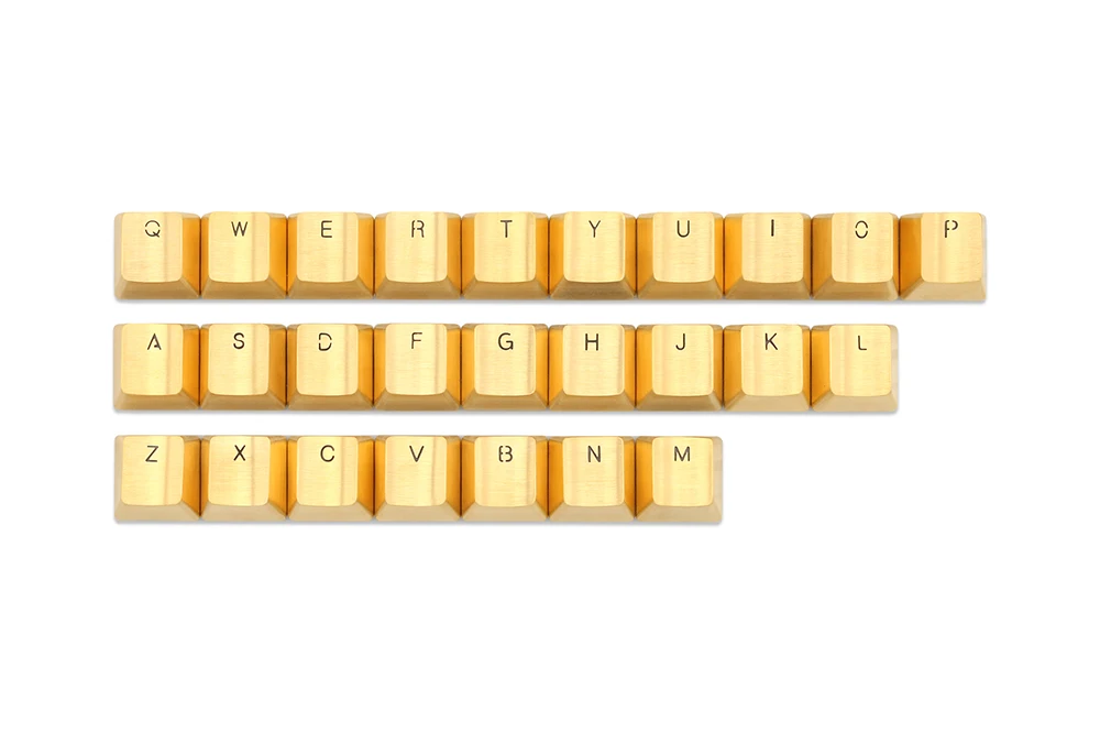 Teamwolf aço inoxidável mx metal keycap para teclado alpha 26 luz chave através de volta iluminado preto azul ouro gradiente