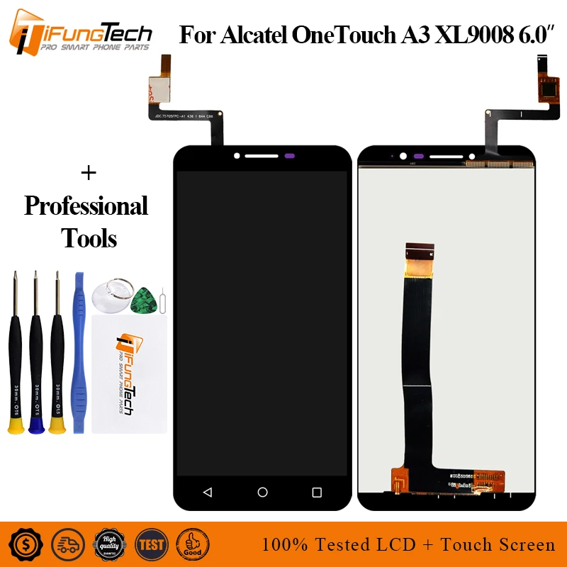 ЖК-дисплей для Alcatel One Touch A3 XL OT9008 9008 9008X кодирующий преобразователь сенсорного