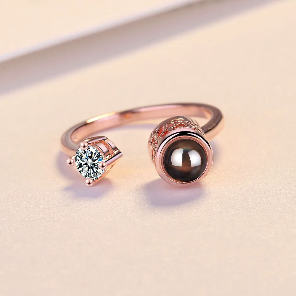 &quotI Love You&quot Charm Projection Rings For Women Girls Rhinestone Zircon Open Creative Jewelry Gift Lovers Ring | Украшения и