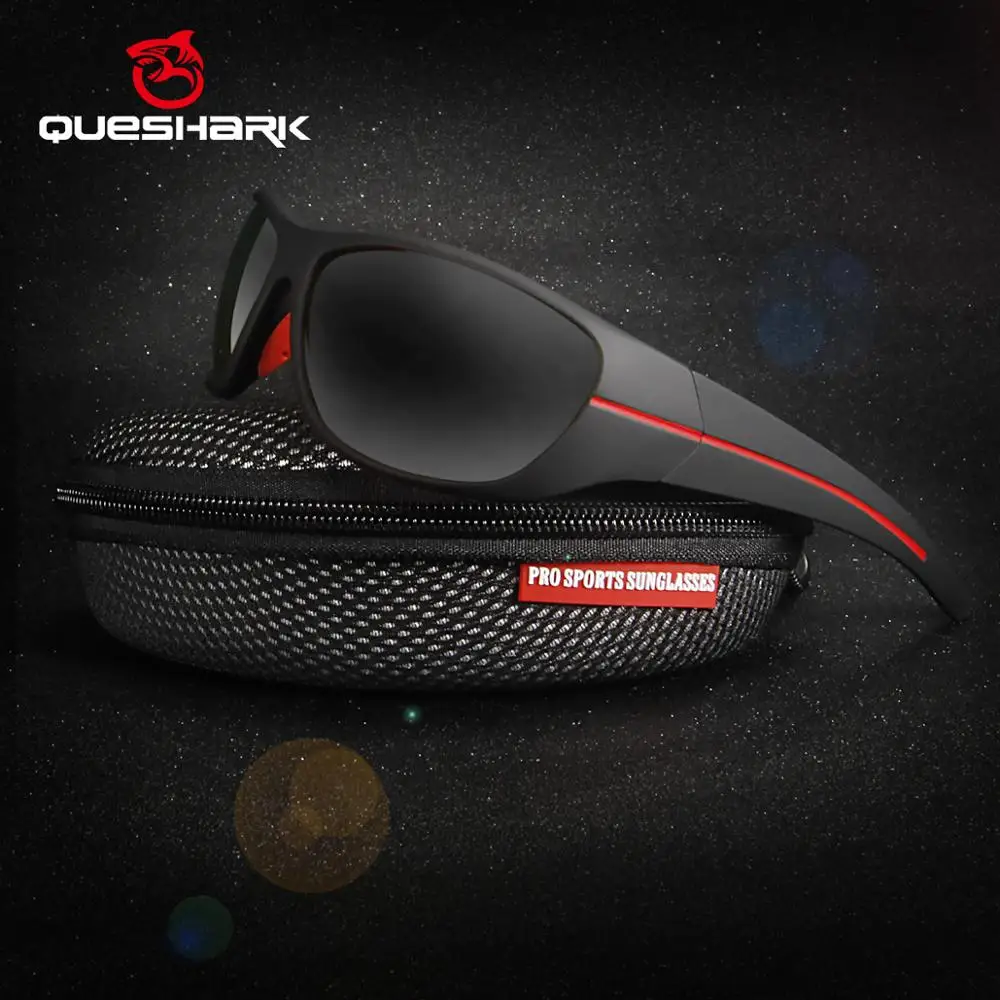 QUESHARK Men Women HD Polarized Sports polarized sunglasses fishing sunglasses Fishing Sunglasses UV400 Anti-Glare Hiking Eyewear TR90 Frame Sport Bike Cycling Glasses