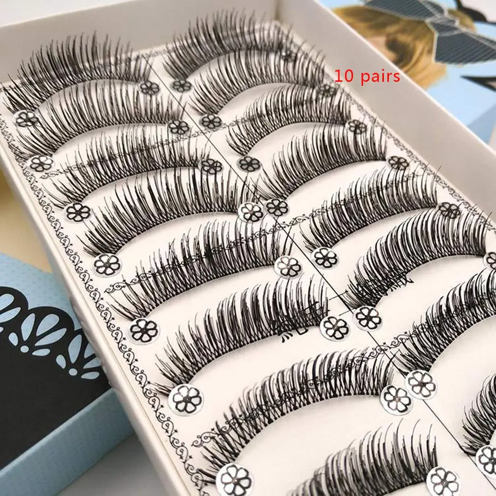 

Ten Pairs Of Natural False Eyelashes Plastic Cotton Stalk Free Shipping High-end Cosmetic Tools Eyelash Wholesale