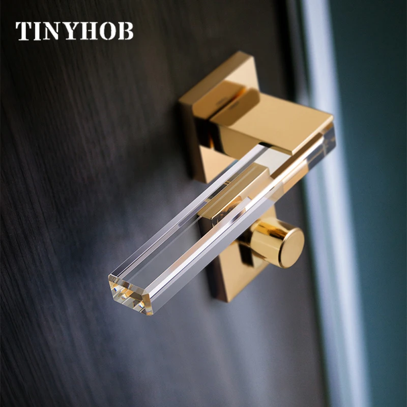  3 Colors Simple Zinc Alloy Door Handles for Bedroom/Kitchen European Style Square Anti-theft Room S - 4000047416936