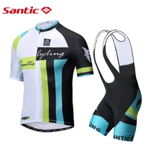 SANTIC Pro, мужские велосипедные шорты и майки, набор, 4D подушка, нагрудник, шорты, дышащие, короткий рукав, MTB, дорожный велосипед, Экипировка для мужчин