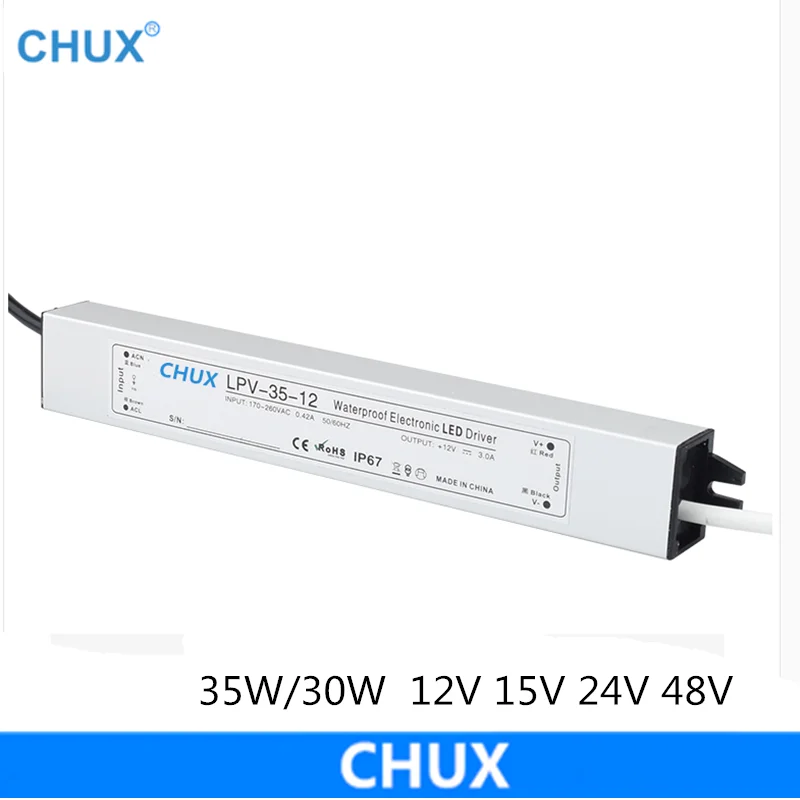 

CHUX Led Waterproof Switching Power Supply 30w 35w 12v 15v 24v 48v Led Driver Lpv-35
