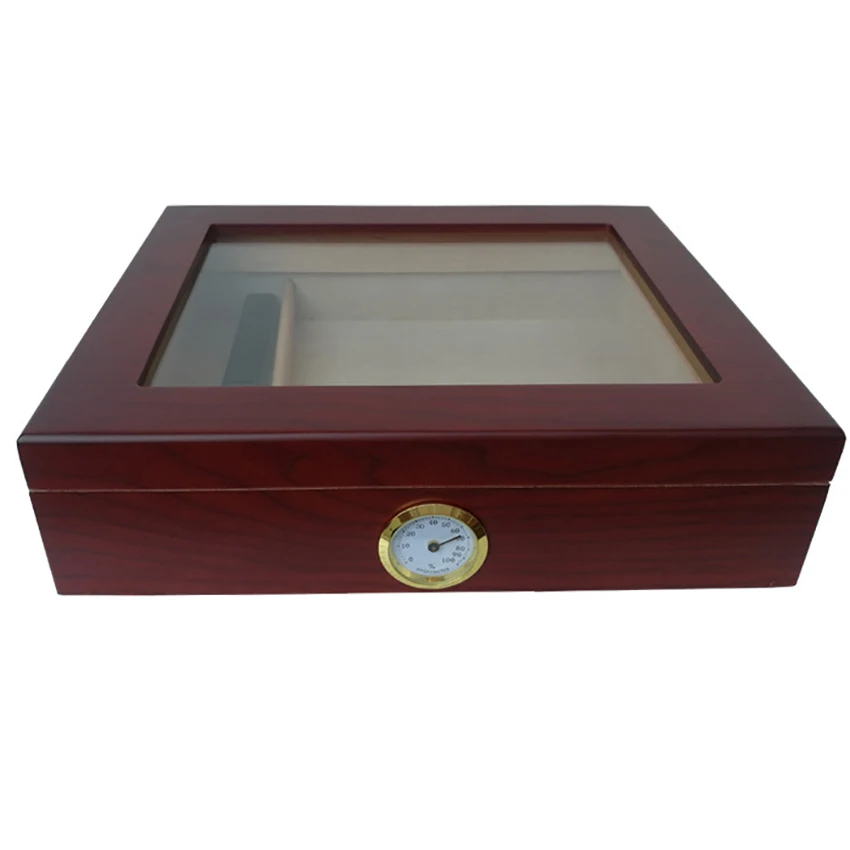 Настольные деревянные коробка для Хранения Сигар Humidor Glasstop с разделителем, увлажнитель, гигрометр вмещает от 20 до 30 сигар