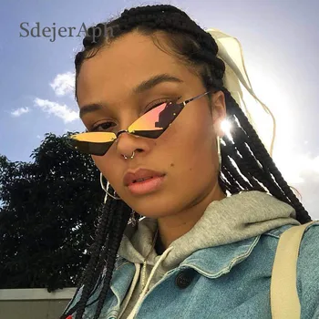 

Small Cat Eye Metal Frame Women Sunglasses Fashion Color Mirror Lens UV400 Cateye Men Ladies Sun Glasses Shades Oculos Eyewear