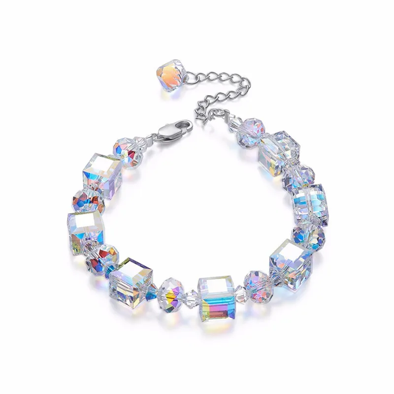 Fashion Square Austrian Crystal Women's Bracelet Luxury Wedding Jewelry Charm Bracelet Ladies Best Friend Hand Bracelet Jewelry