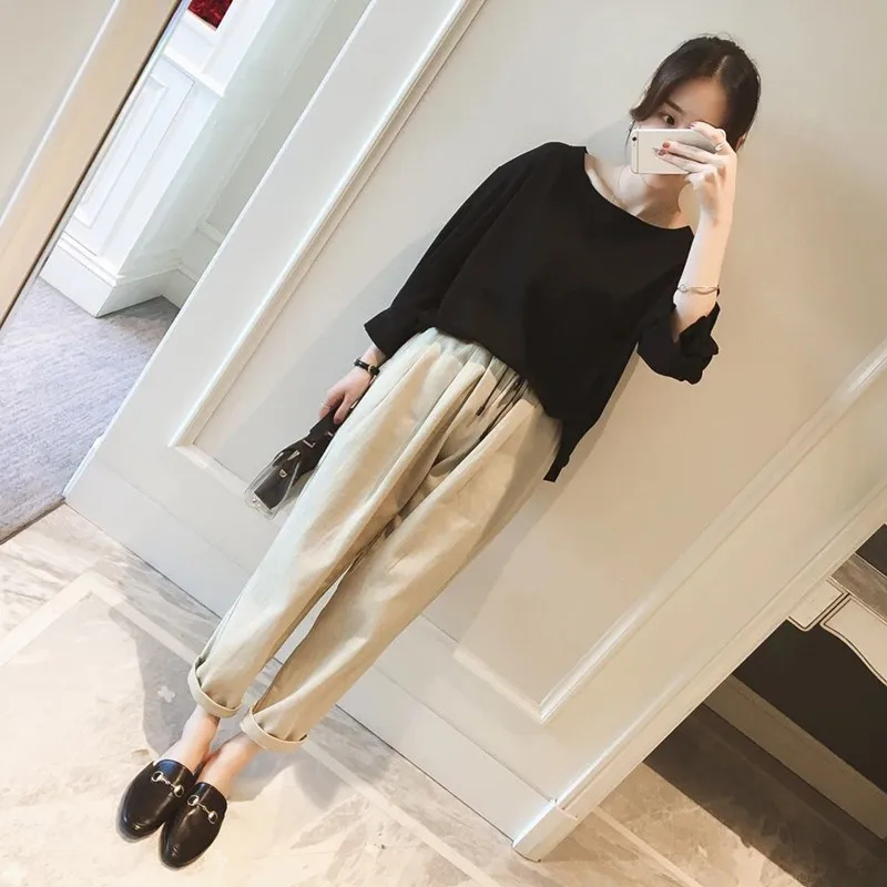 

Spring and Autumn New Fashion Leisure Two-piece Women's Pure Color Loose sets Sportswear
