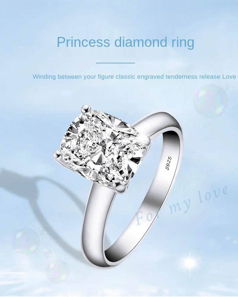 Details about   LESF Synthetic Diamond Solitaire Engagement 925 Sterling Silver Rings For Women 