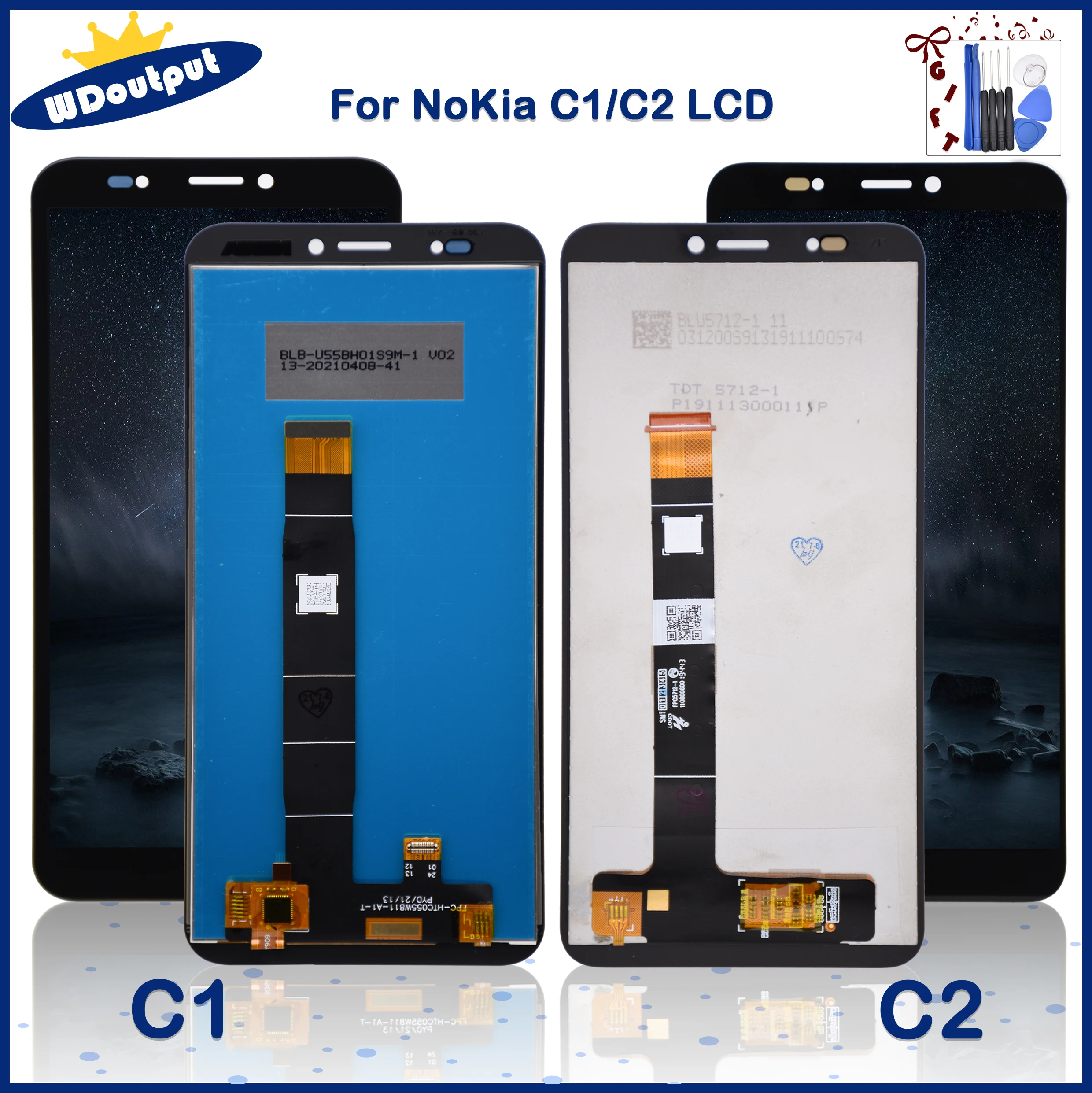 5.45 "Per Nokia C1 Ta-1165 Display Lcd Touch Screen Digitizer Sostituzione Gruppo 5.99" Per Nokia C2 Lcd
