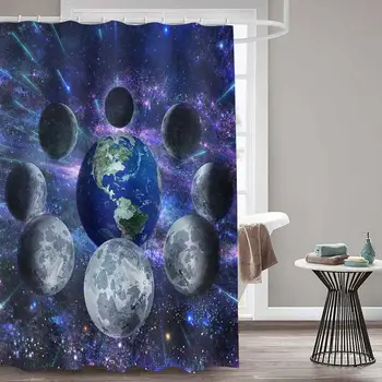 

Space shower curtain fabric 3d bathroom shower curtains Blue bathroom curtain hooks waterproof water bath curtain Douchegordijn