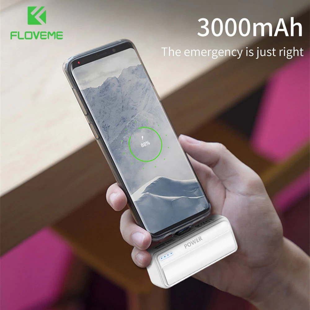 FLOVEME мини внешний аккумулятор для телефона Micro USB Type C 3000 мАч портативное зарядное
