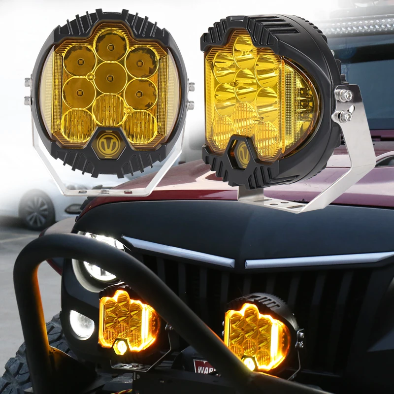 

Off-road Spot Beam 60W 12/24V Work Light Side Shooter Lights 2 pieces Heavy fog weather car yellow light auxiliary lighting
