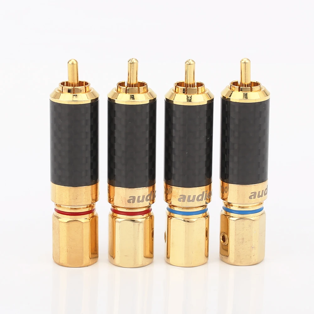 

CF610G Audiocrast 24K Gold Plated RCA Solder Connector HIFI RCA Plug DIY Analogue Cable