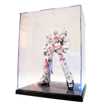 

Clear Acrylic Display Box With Colorful Light Dustproof Action Figure Showcase QX2D