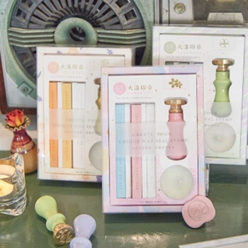 

Retro European best wishes Fire Paint Seal Wax Seal Stamp Head Wooden Handle Set For Wedding Invitation Signature Kids Toy